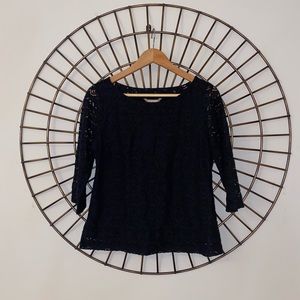 NWT Banana Republic Black Eyelet Top | size 8p
